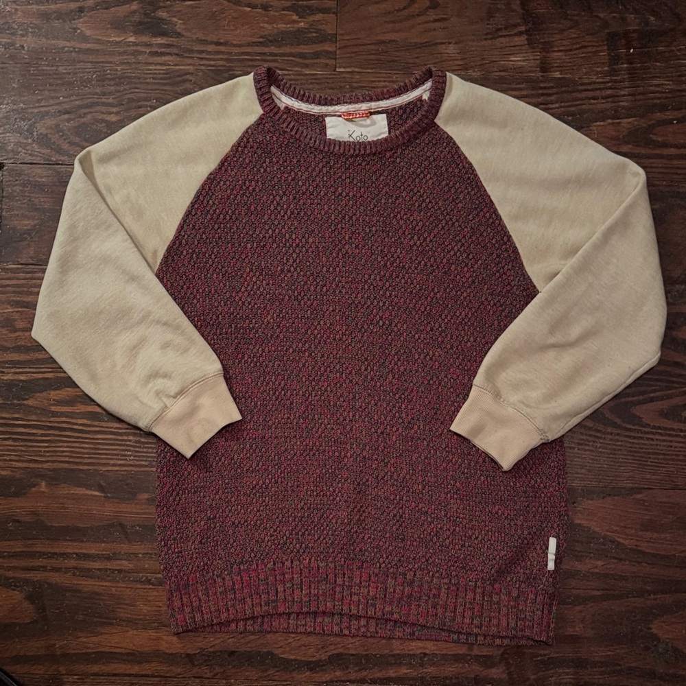 KOTO Anthropologie Ragland Cotton Tweed Pullover Sweater
